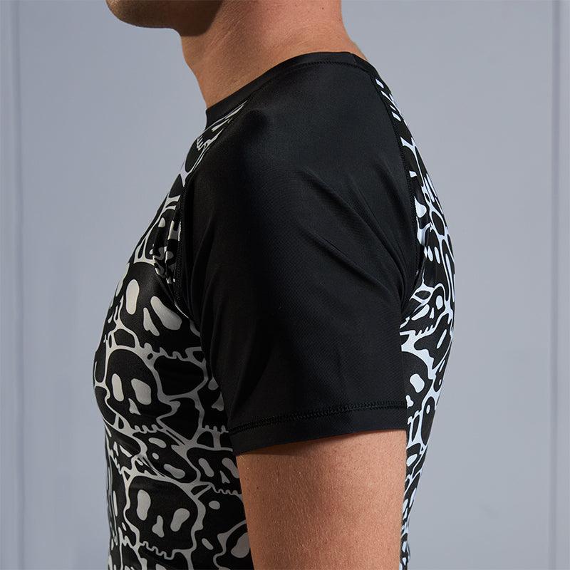 On-body sleeve detail view of Ranked Rash Guard