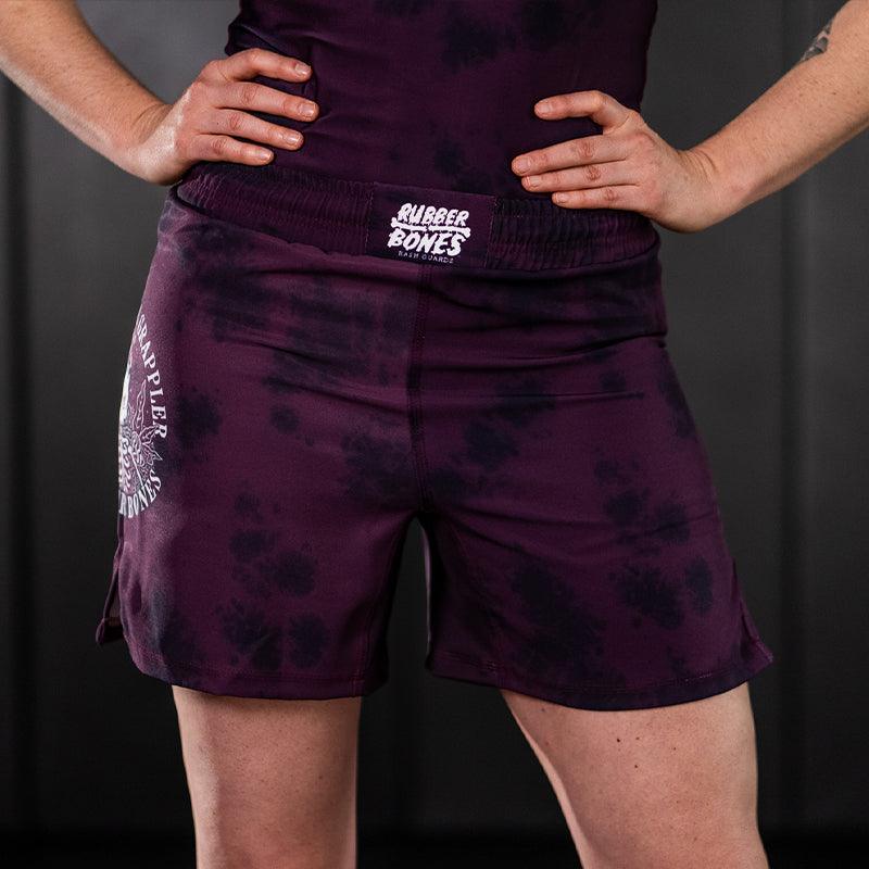 On-body female front view of The Natural Grappler Grappling Shorts showcasing the fit and design.