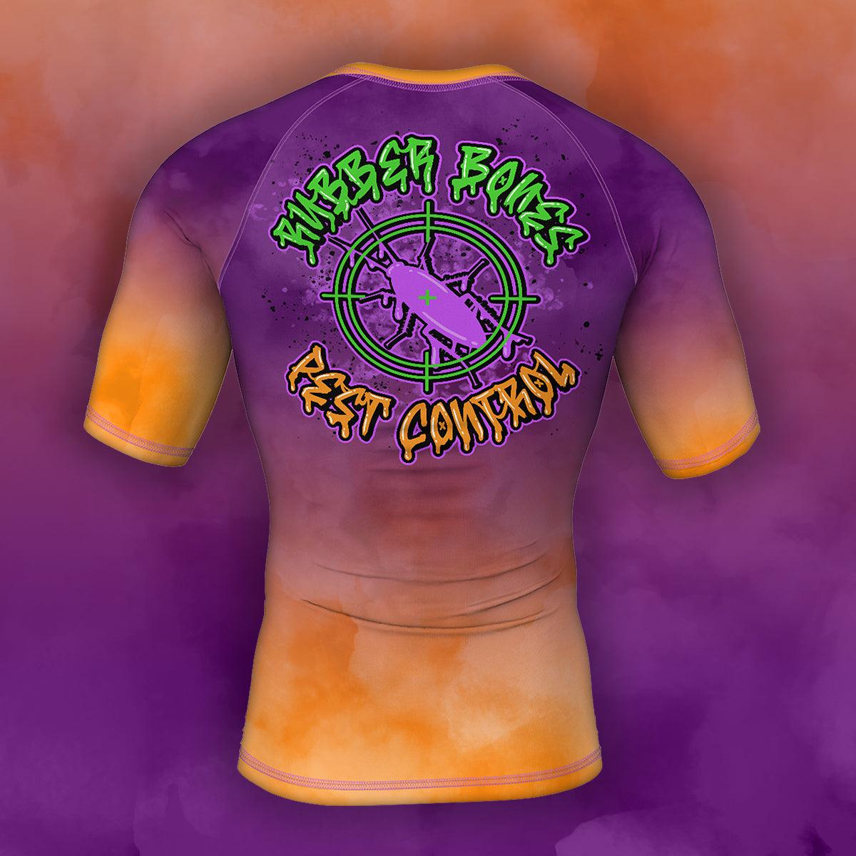 Mock-up of Kids Buggy Choke Repellent Rash Guard showcasing bold graffiti-style design, back view.