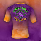 Mock-up of Kids Buggy Choke Repellent Rash Guard showcasing bold graffiti-style design, back view.