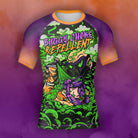 Mock-up of Kids Buggy Choke Repellent Rash Guard featuring vibrant graffiti-inspired artwork, front view.