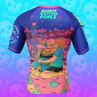 Mock-up of Invasion BJJ Rash Guard showcasing extraterrestrial-themed artwork, back view.