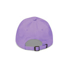 Lavender Dad Hat - Back View: The back of the lavender dad hat, showing an adjustable strap with a metal buckle.