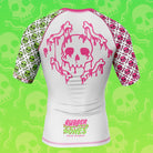 Mock-up of OG Rash Guard showcasing skull design for BJJ training, back view.