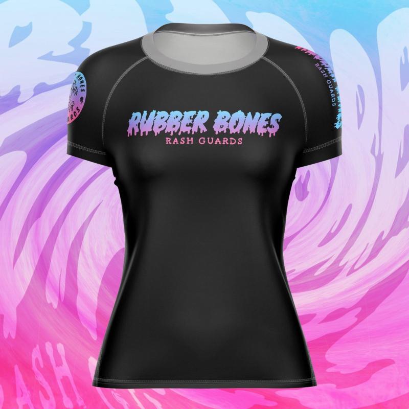 Mock-up of Women's Cotton Candy Rash Guard featuring vibrant pastel colors and playful design.