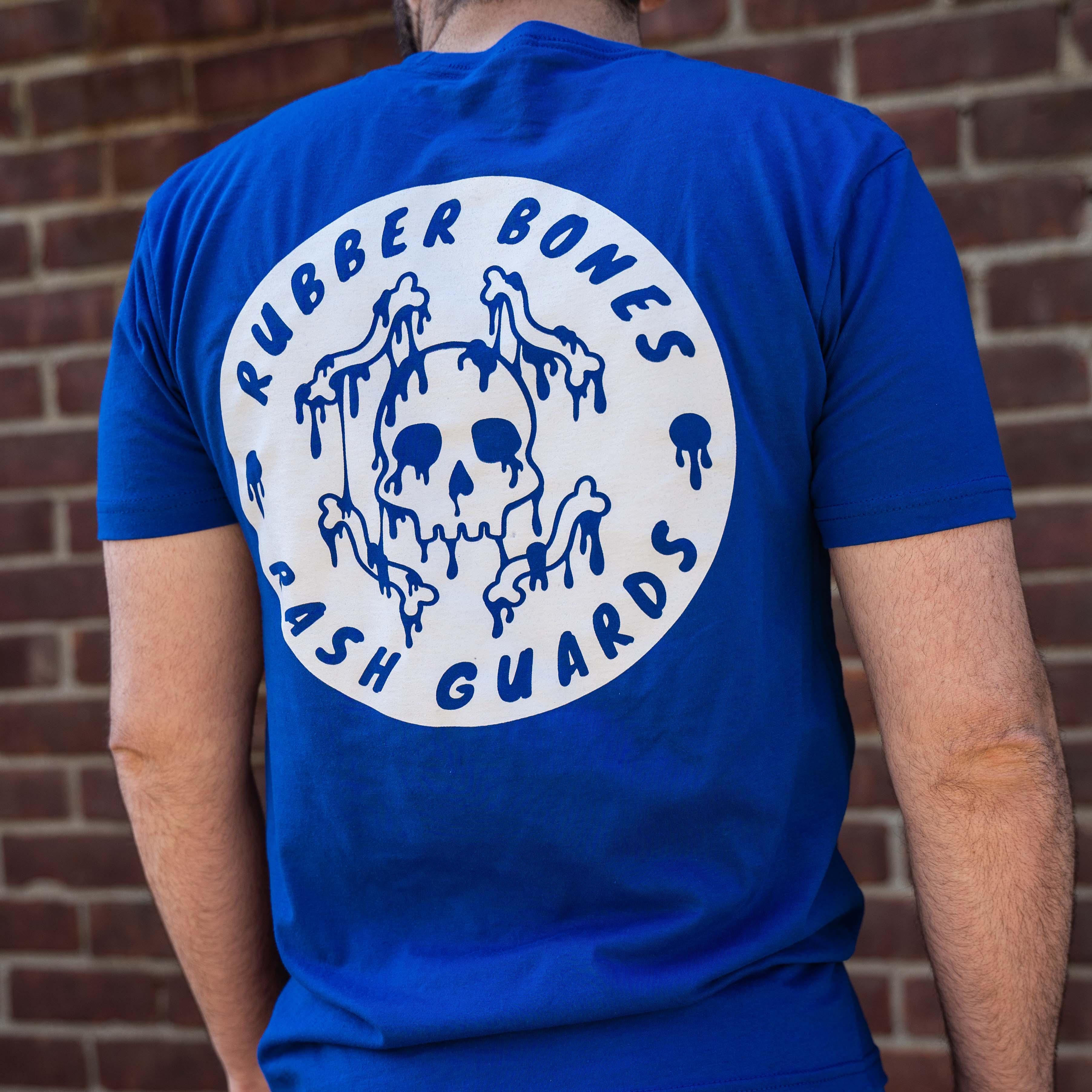 Blue Skull Back T-Shirt | BJJ Streetwear – Rubber Bones Rash Guards