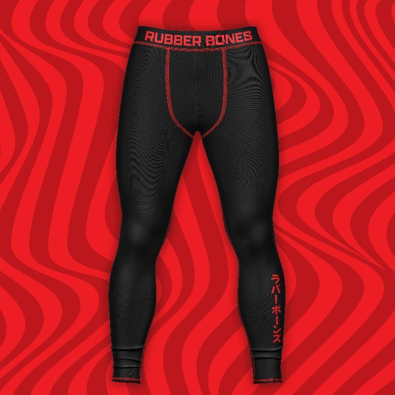 Mock-up of Kids Black Skullwave Spats featuring sleek design with red accents, front view